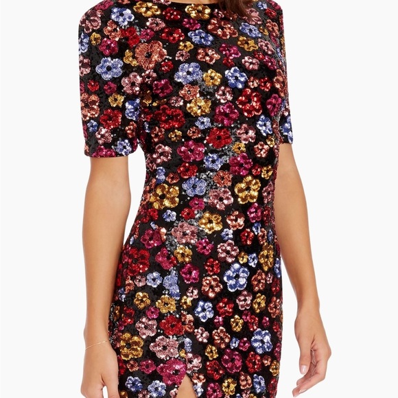 Dress the Population Floral Sequin Dress - Black, Red, Pink, Gold - Picture 5 of 9